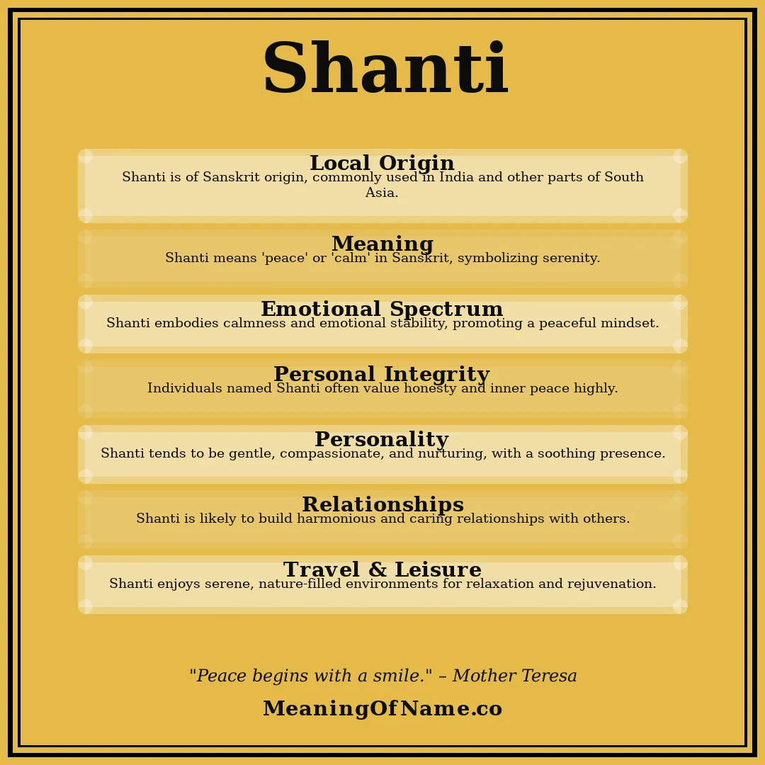 Shanti name meaning poster