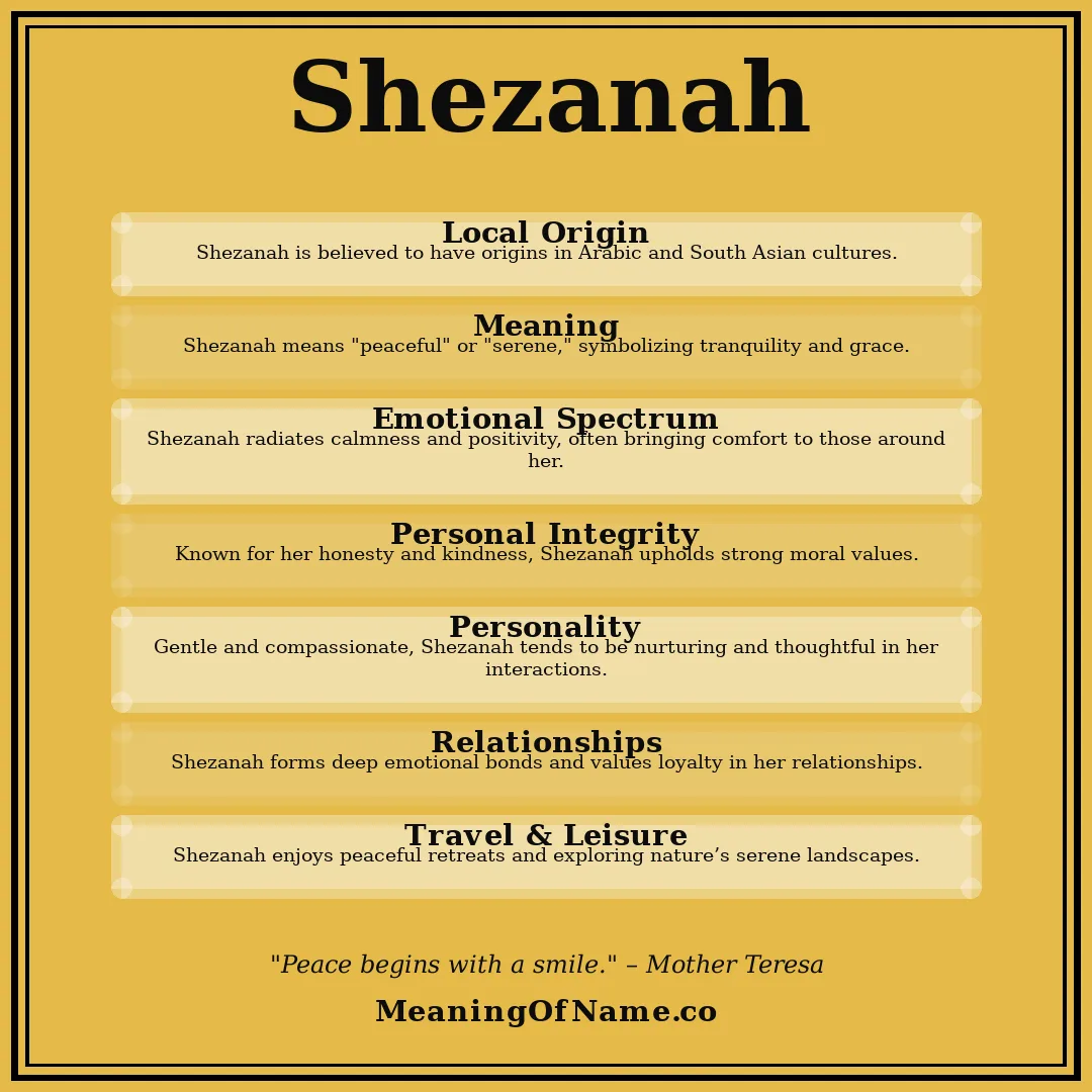 Shezanah name meaning poster