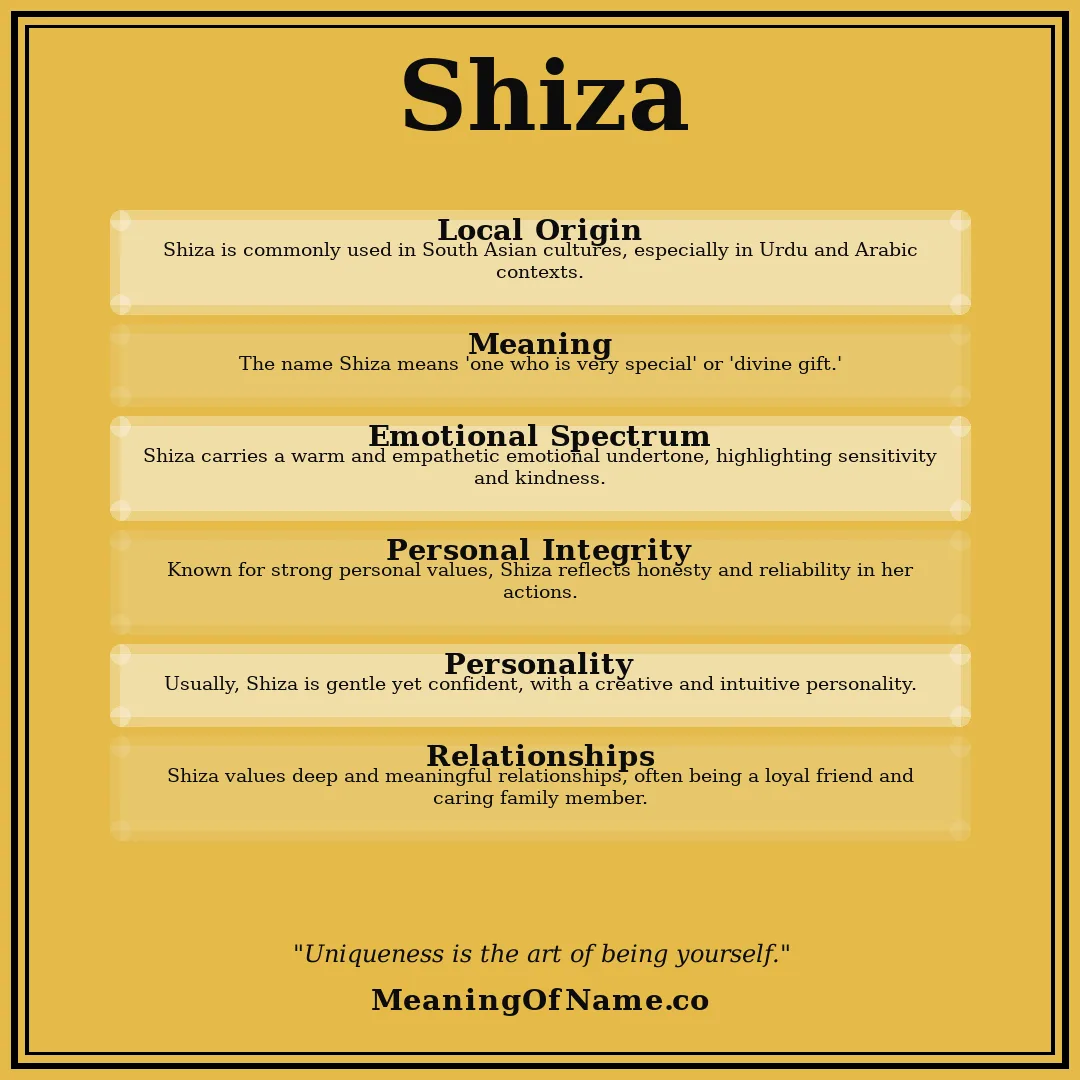 Shiza name meaning poster