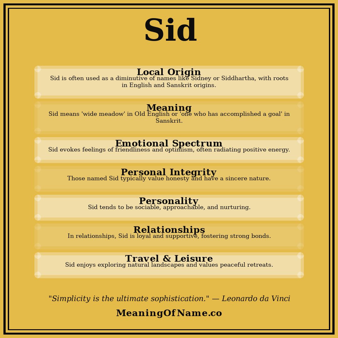 Sid name meaning poster