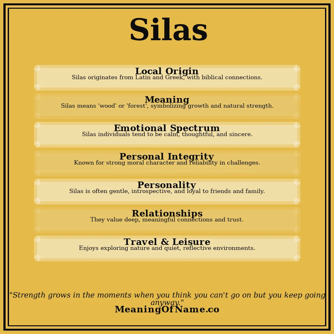 Silas name meaning poster