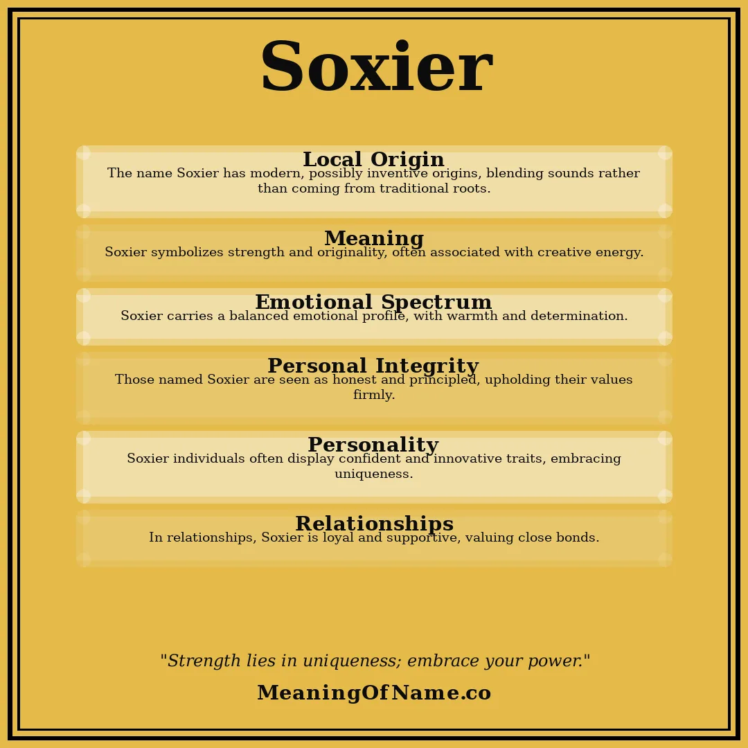 Soxier name meaning poster