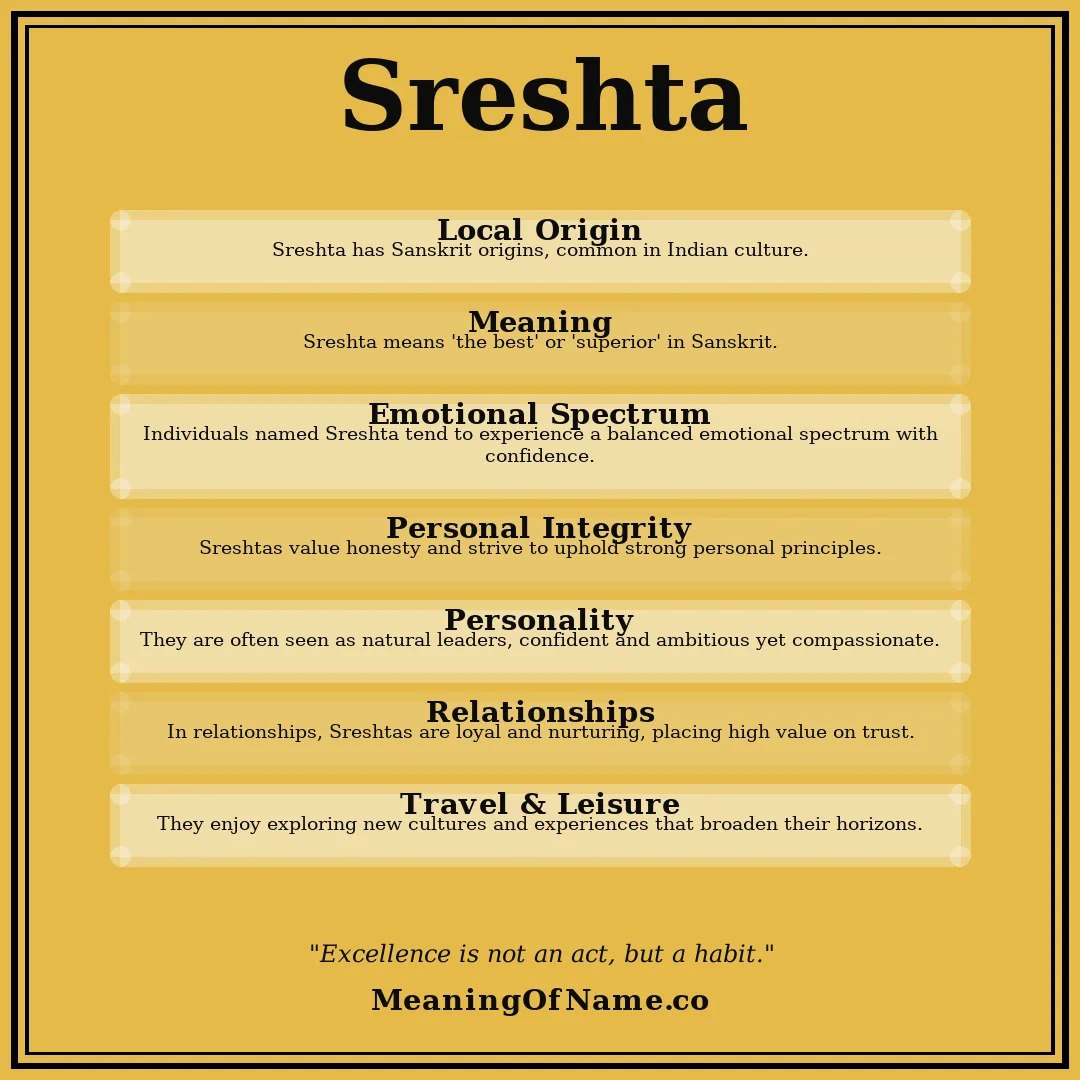 Sreshta name meaning poster
