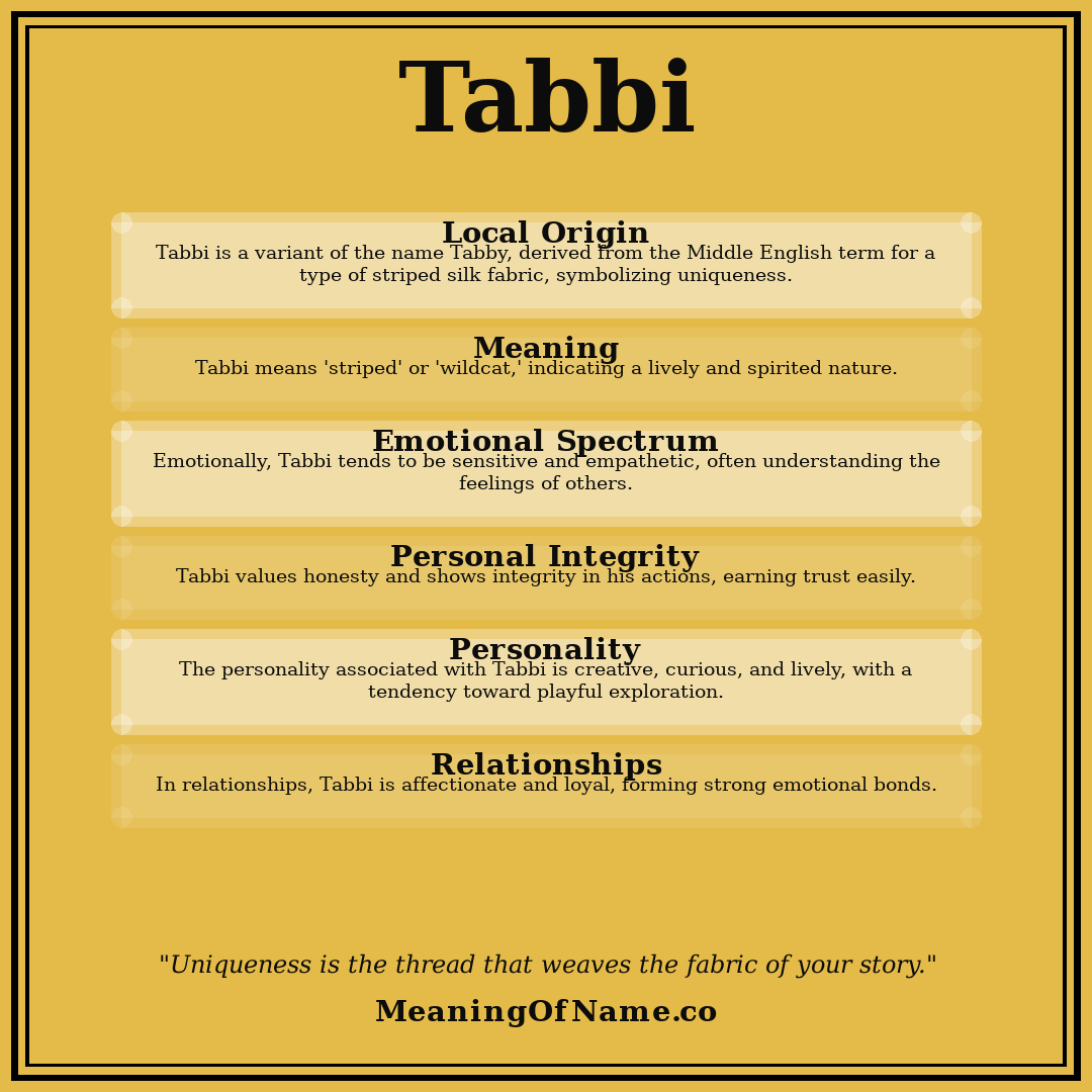 Tabbi name meaning poster