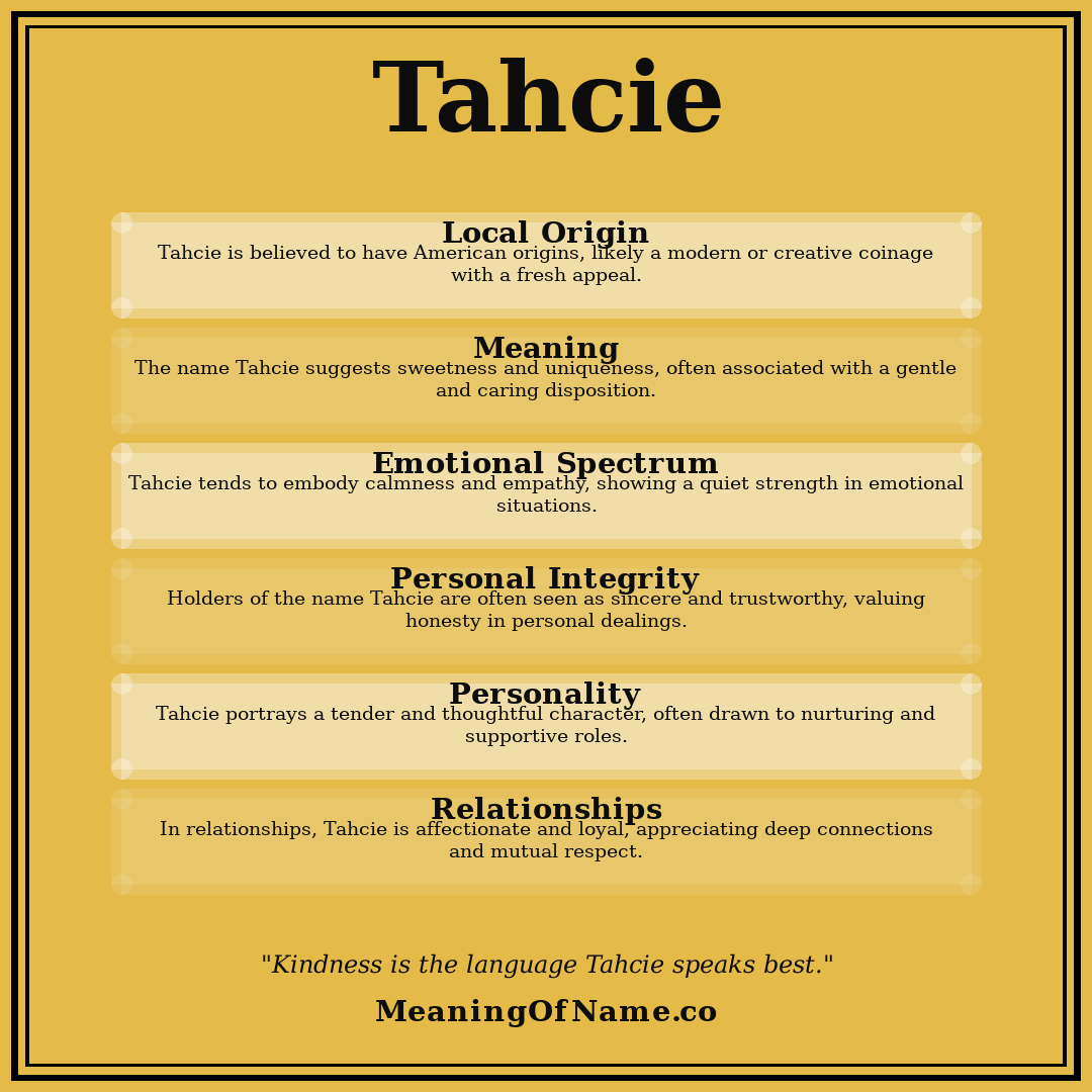 Tahcie name meaning poster