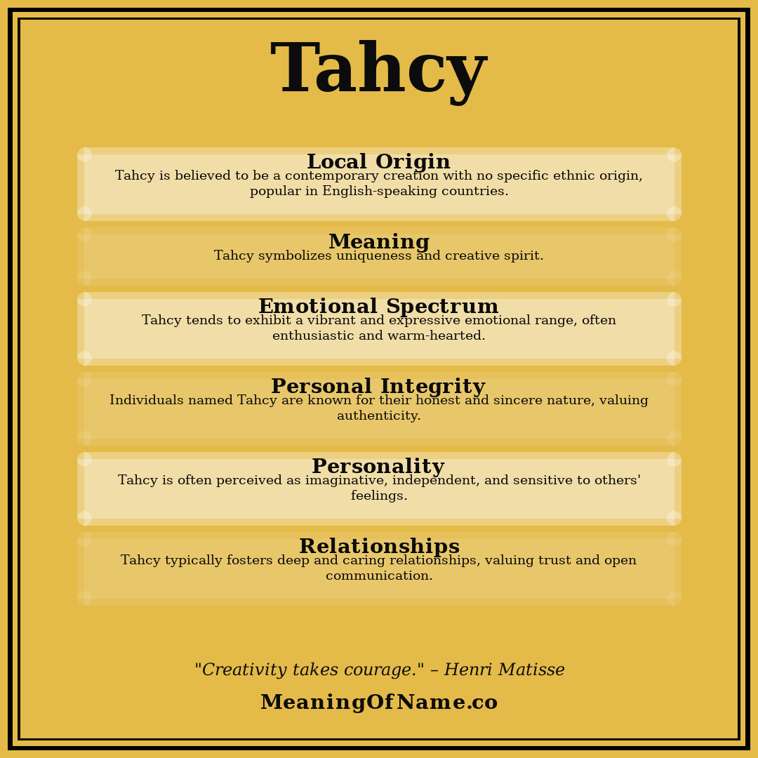 Tahcy name meaning poster
