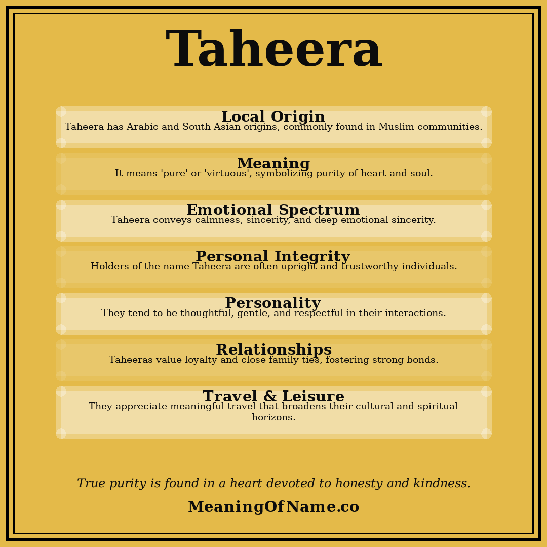 Taheera name meaning poster