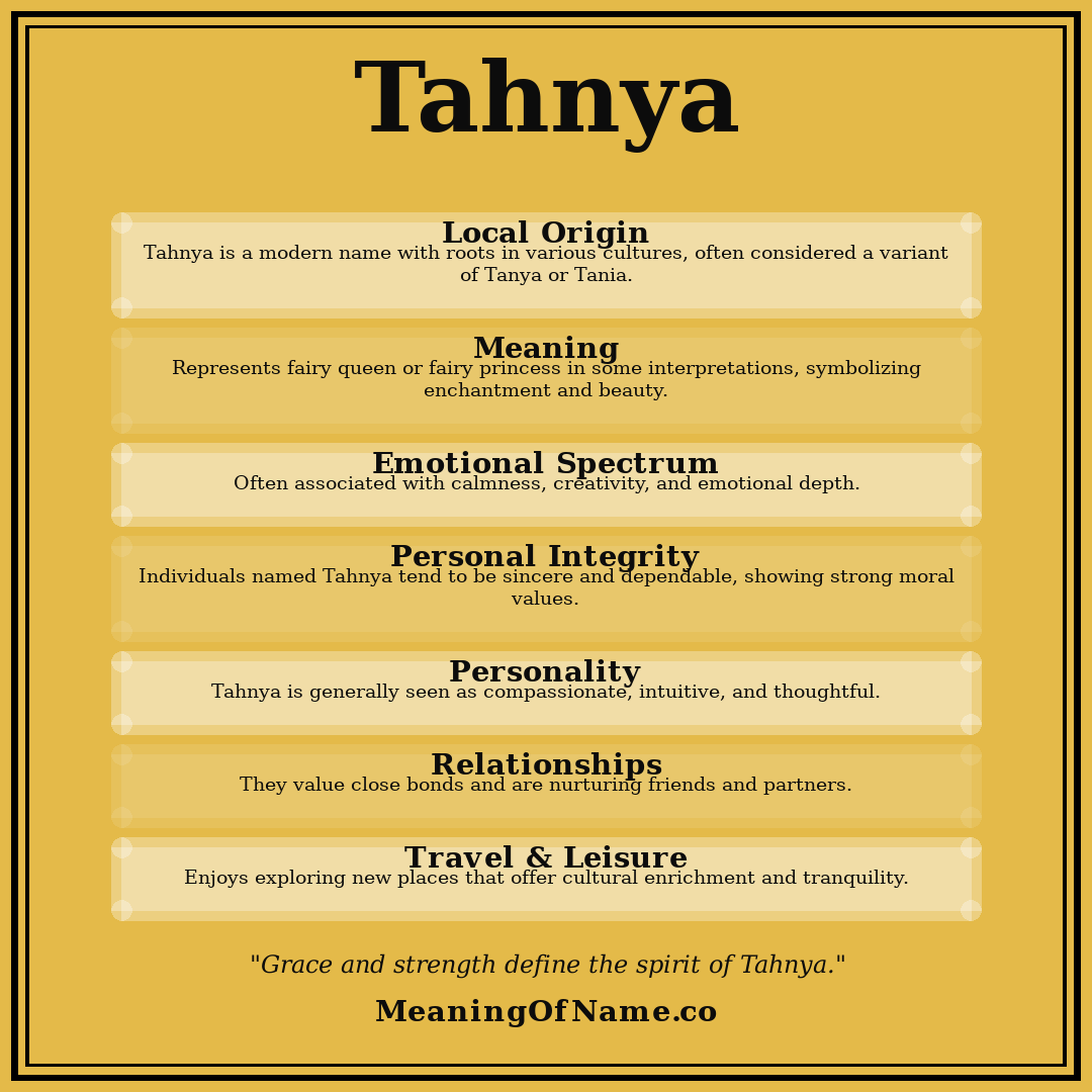 Tahnya name meaning poster