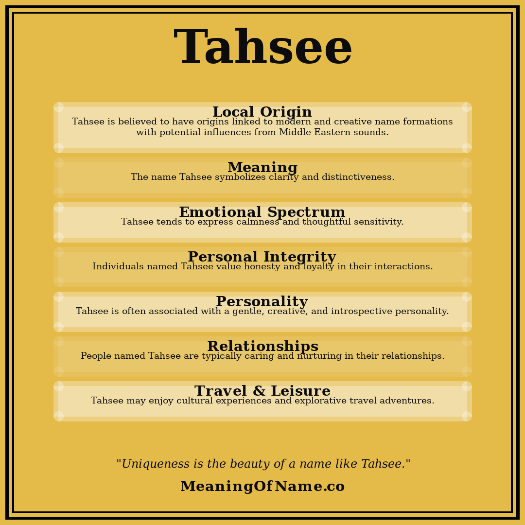 Tahsee name meaning poster