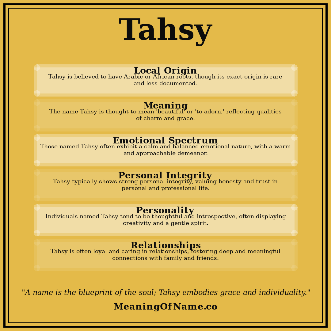 Tahsy name meaning poster