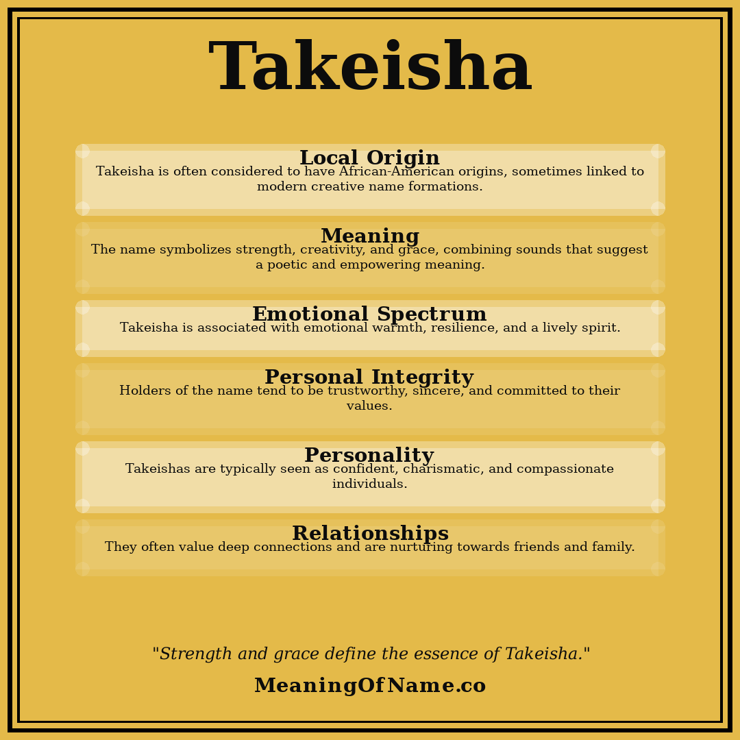 Takeisha name meaning poster