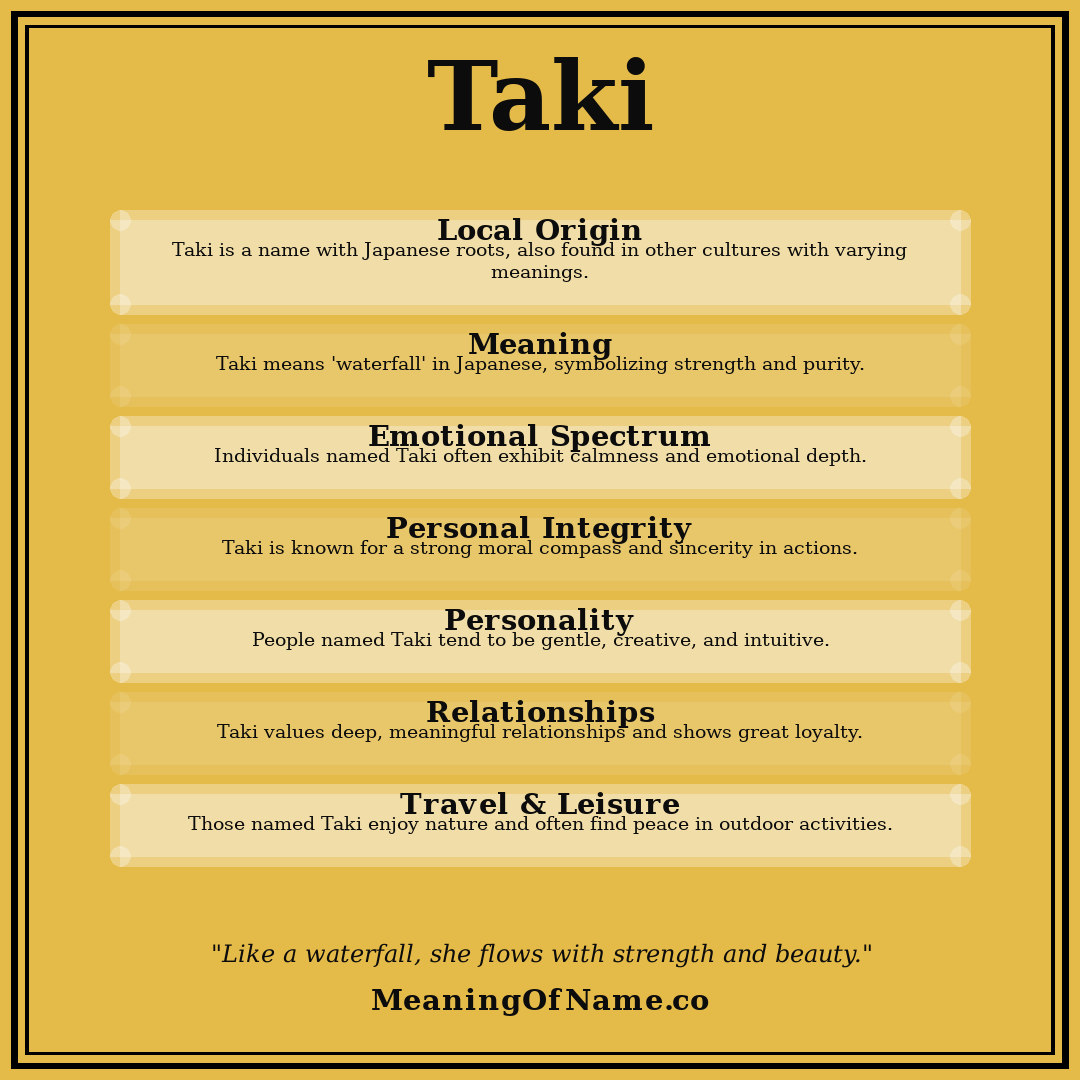 Taki name meaning poster