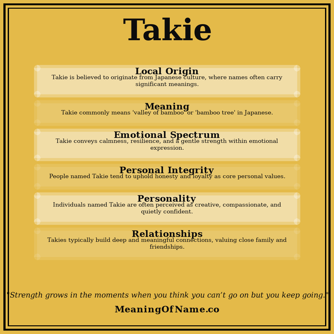 Takie name meaning poster