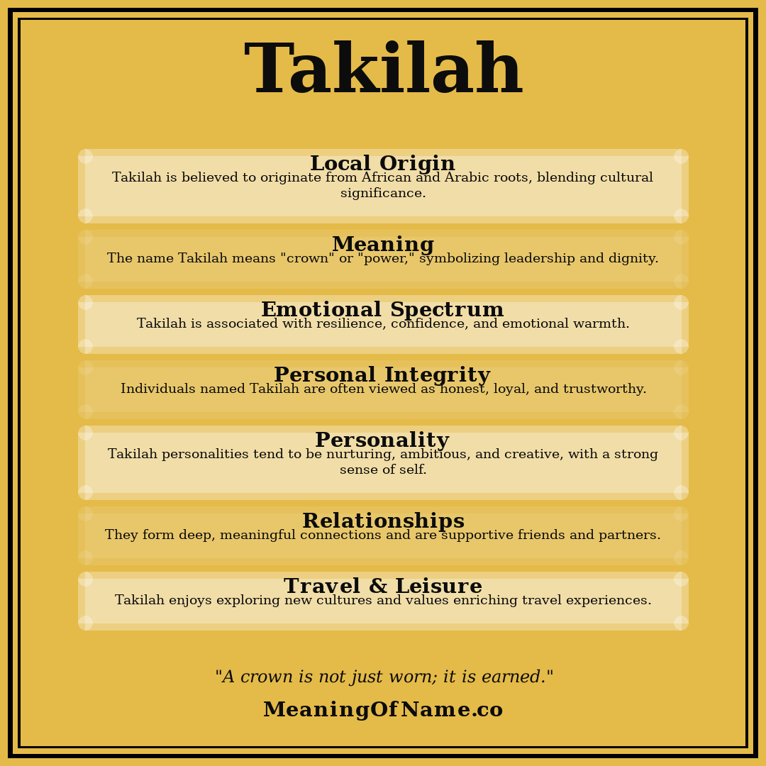Takilah name meaning poster