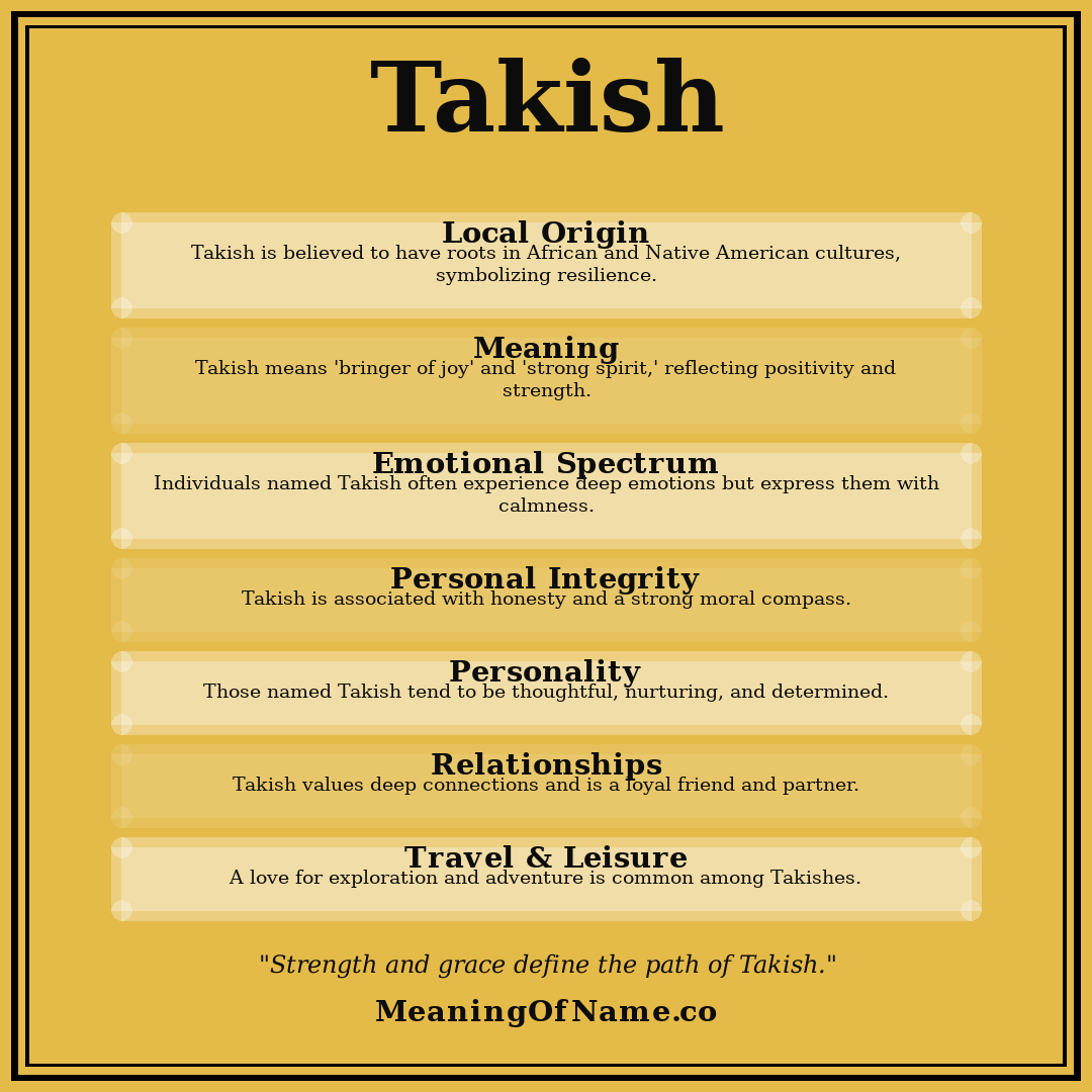 Takish name meaning poster