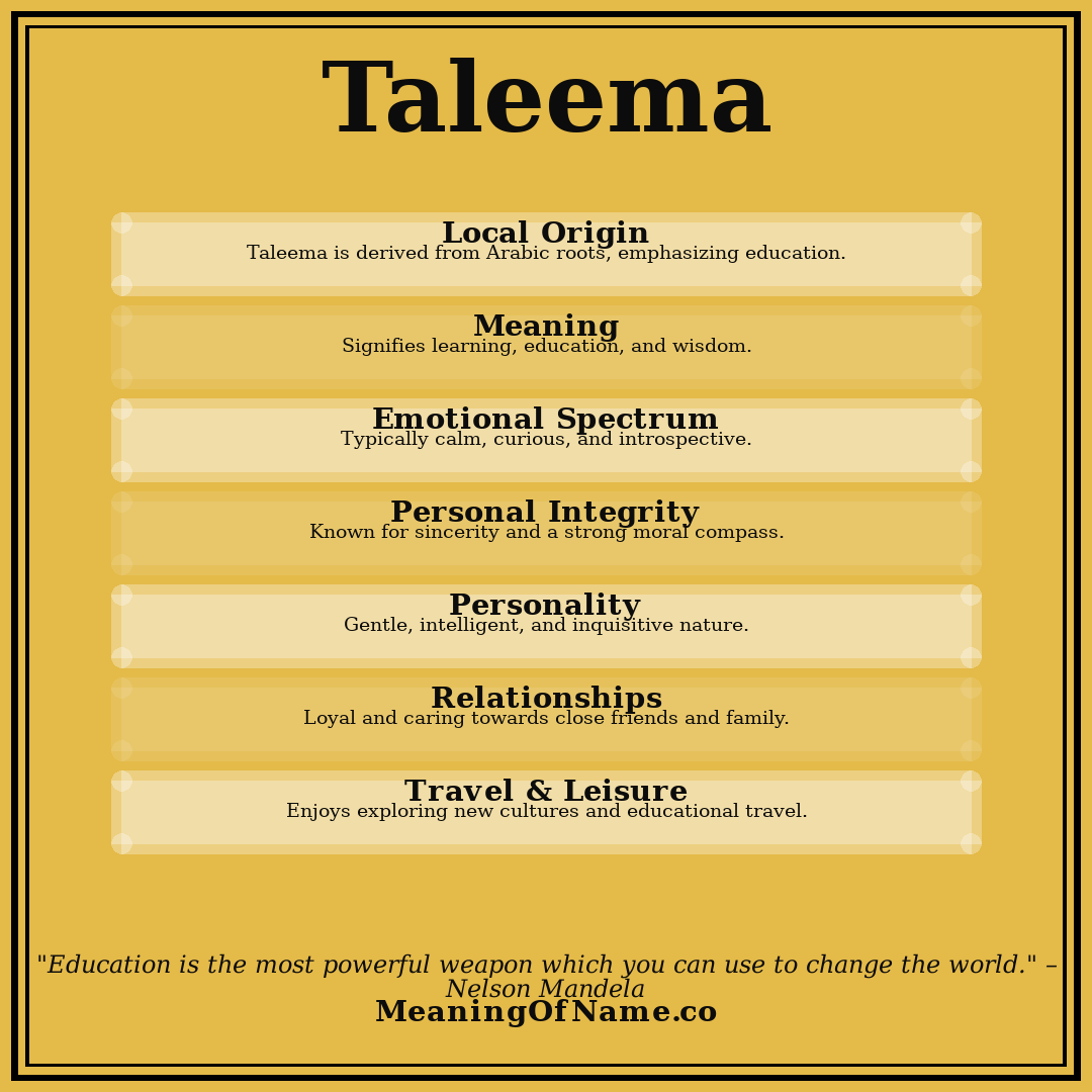 Taleema name meaning poster