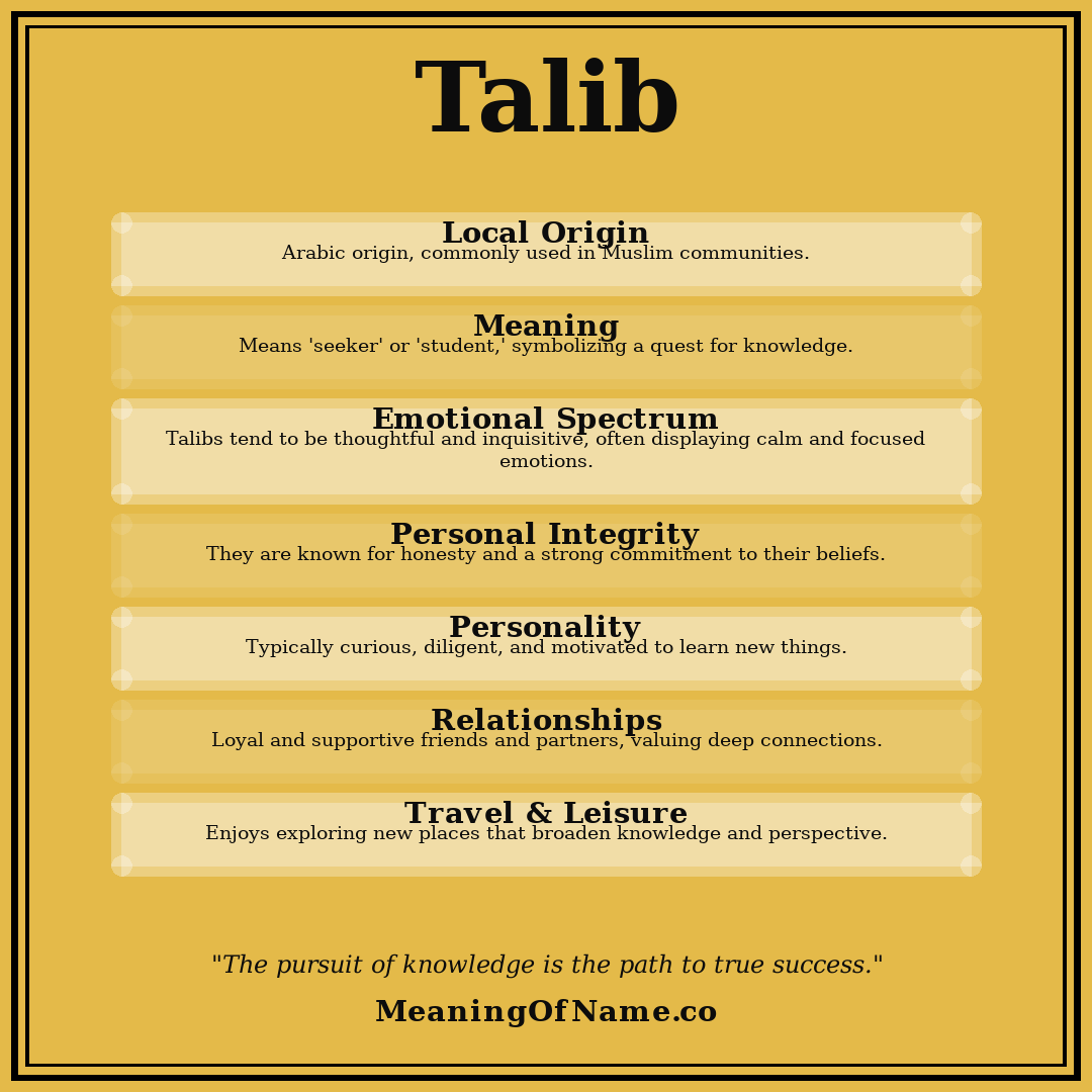 Talib name meaning poster