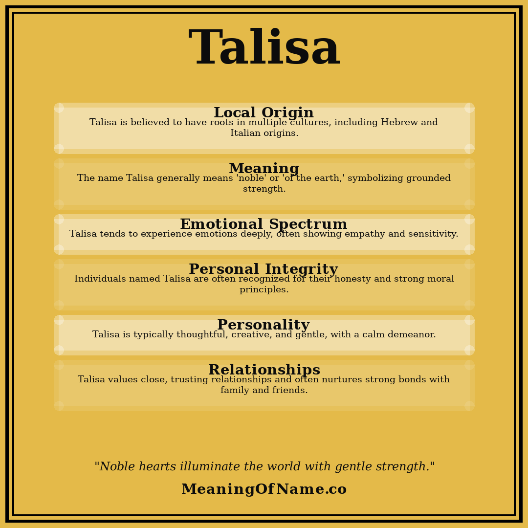 Talisa name meaning poster