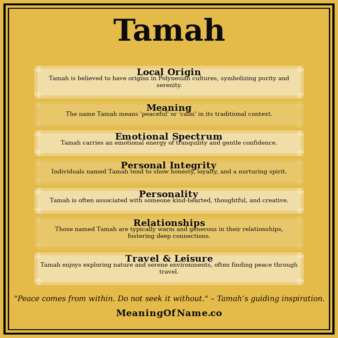 Tamah name meaning poster