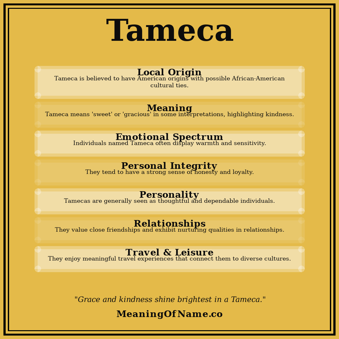 Tameca name meaning poster