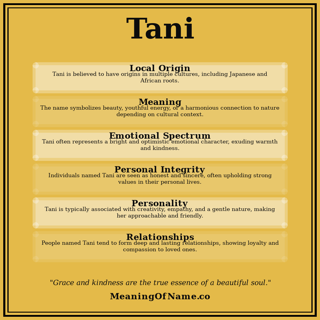 Tani name meaning poster