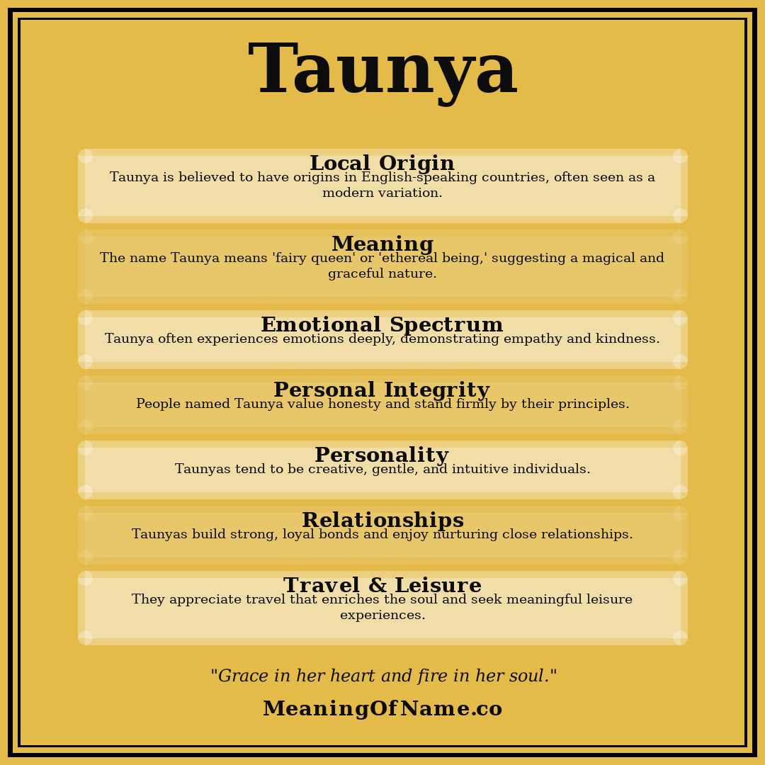 Taunya name meaning poster