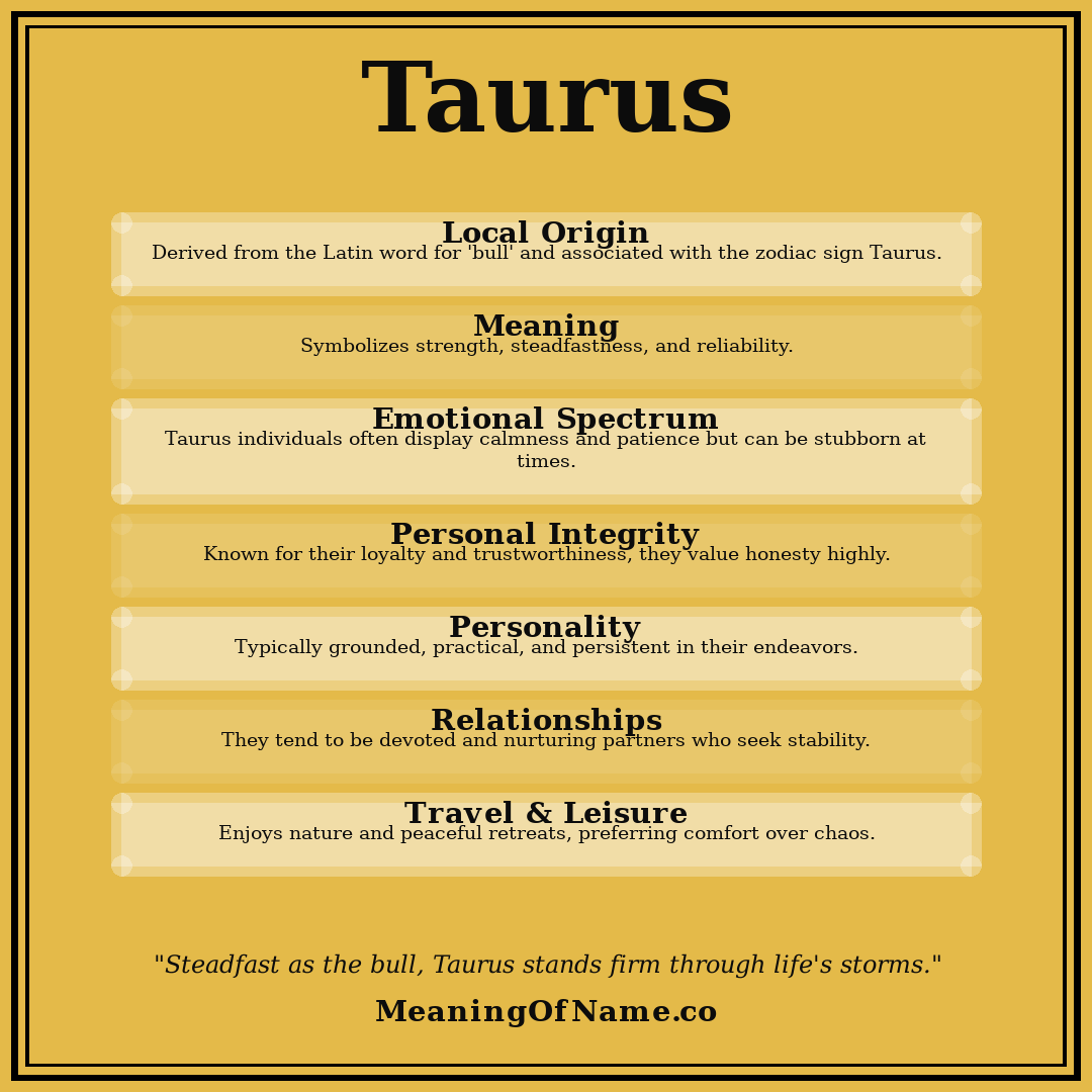 Taurus name meaning poster