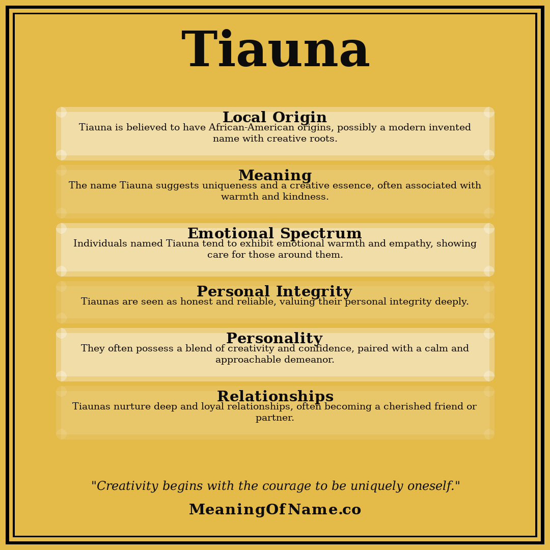 Tiauna name meaning poster