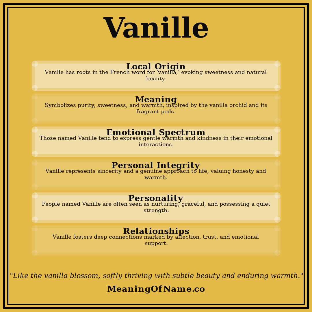 Vanille name meaning poster