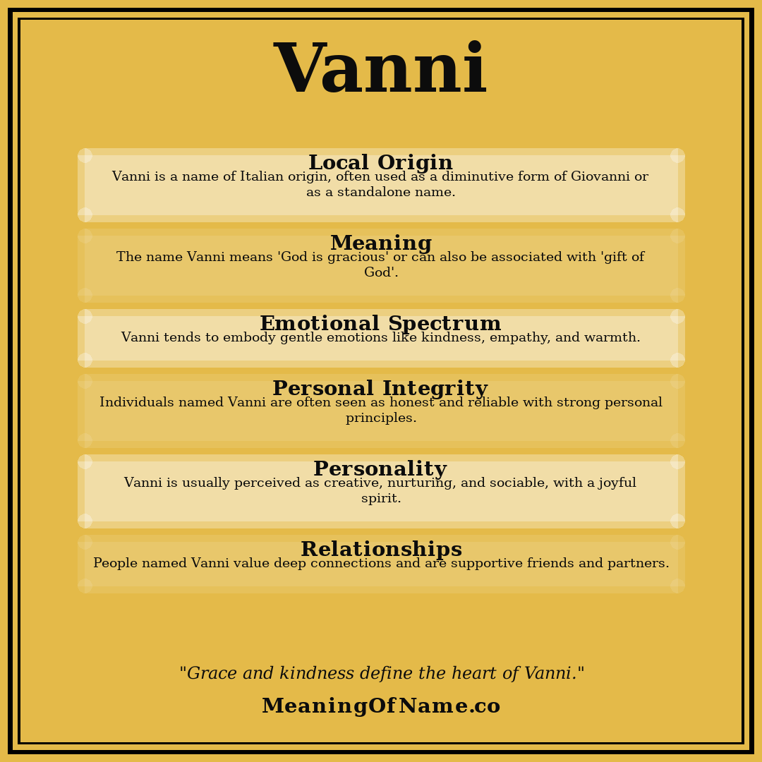 Vanni name meaning poster