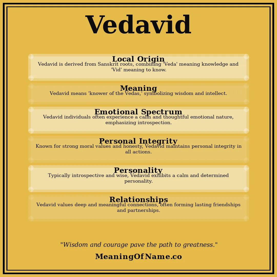 Vedavid name meaning poster
