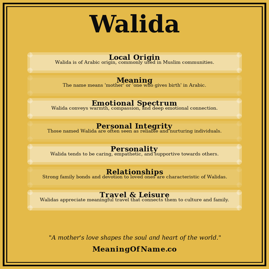 Walida name meaning poster