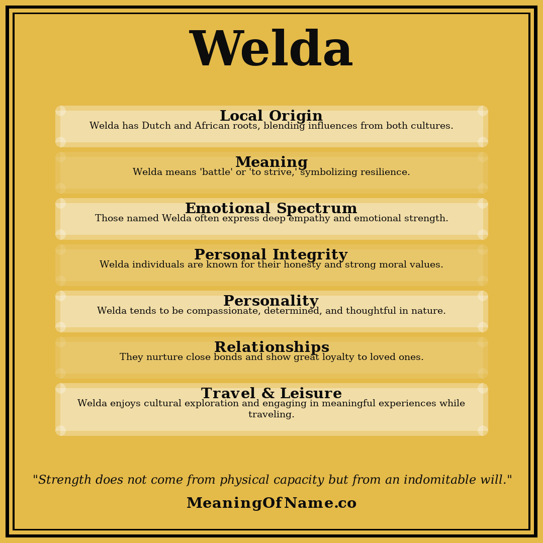 Welda name meaning poster