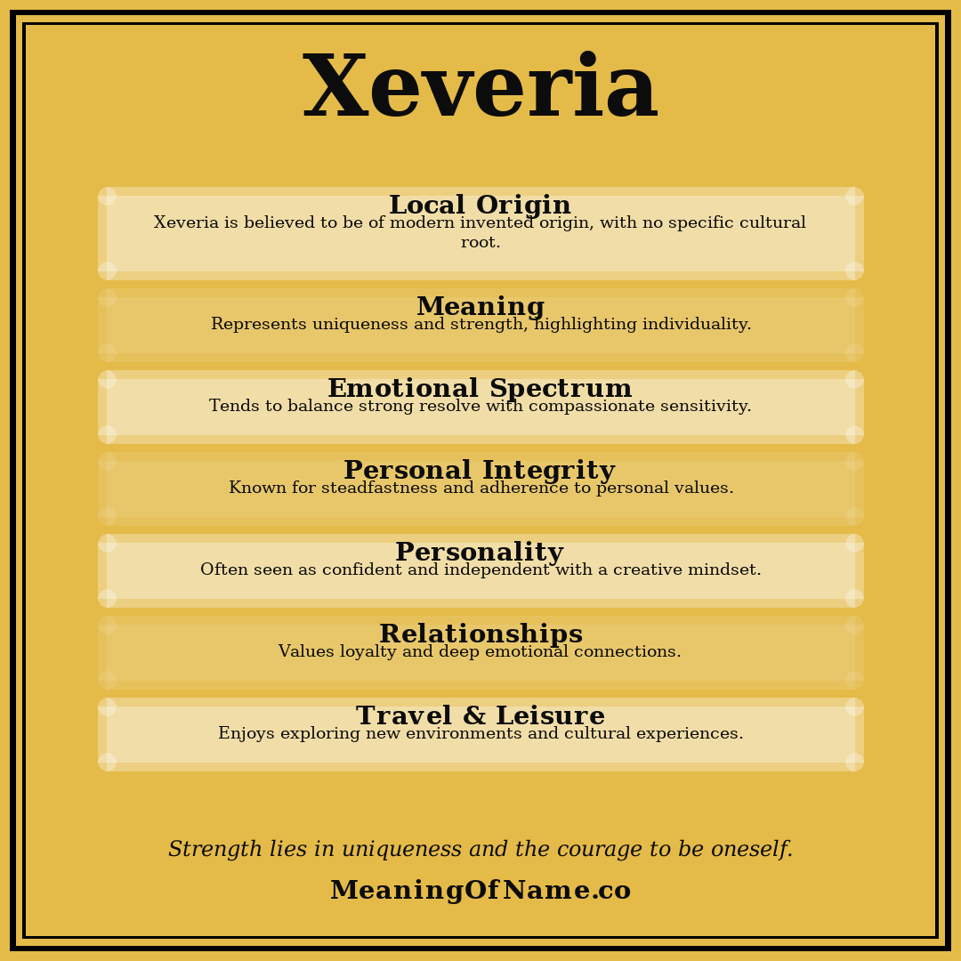 Xeveria name meaning poster