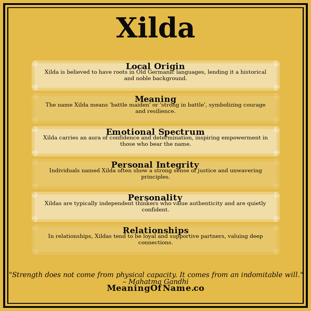 Xilda name meaning poster