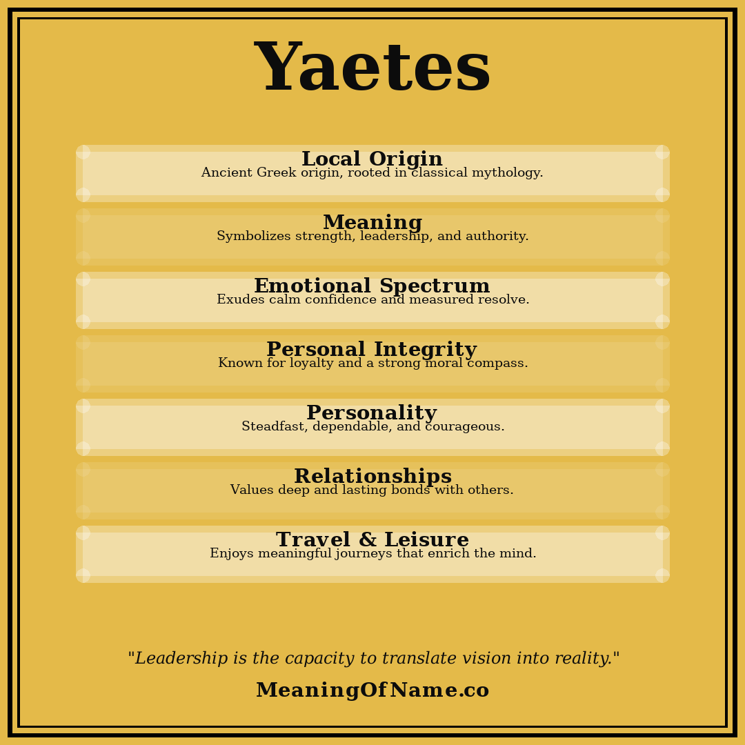 Yaetes name meaning poster