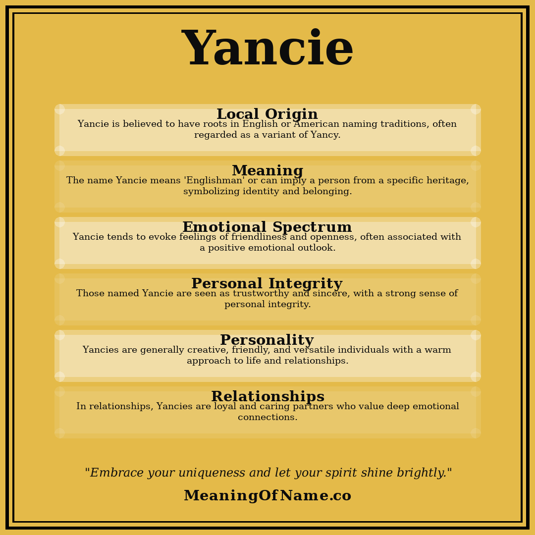 Yancie name meaning poster