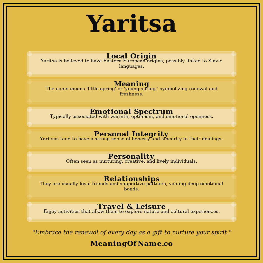 Yaritsa name meaning poster