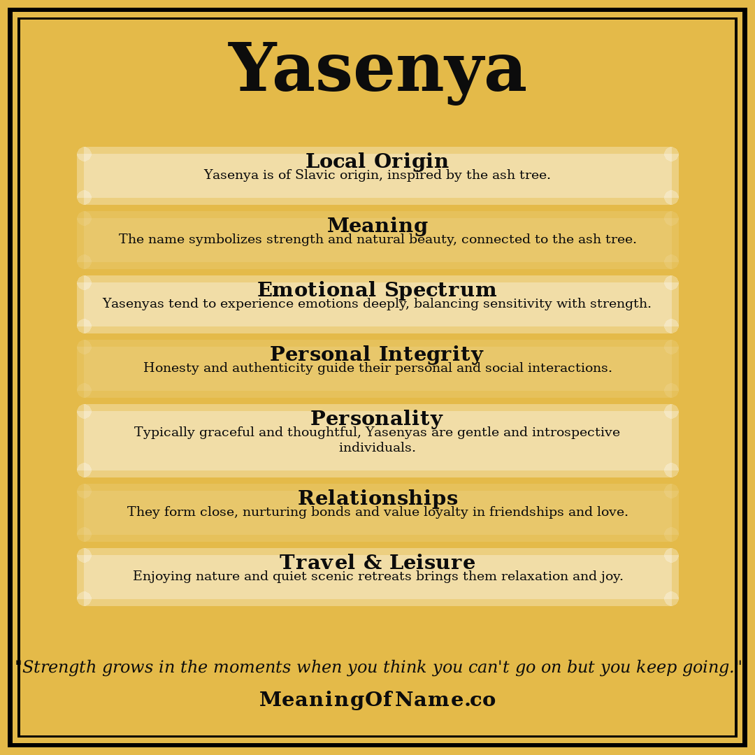 Yasenya name meaning poster