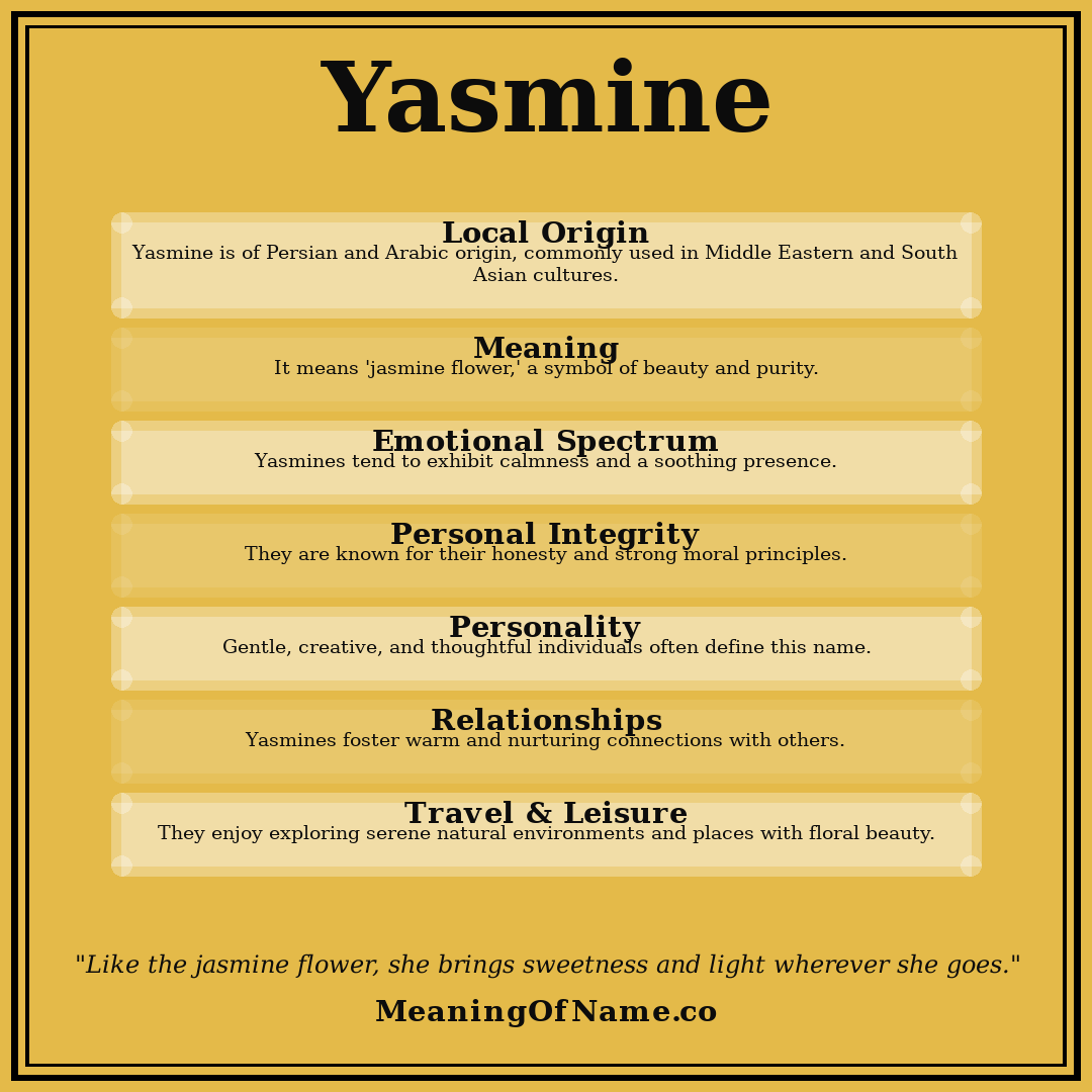 Yasmine name meaning poster