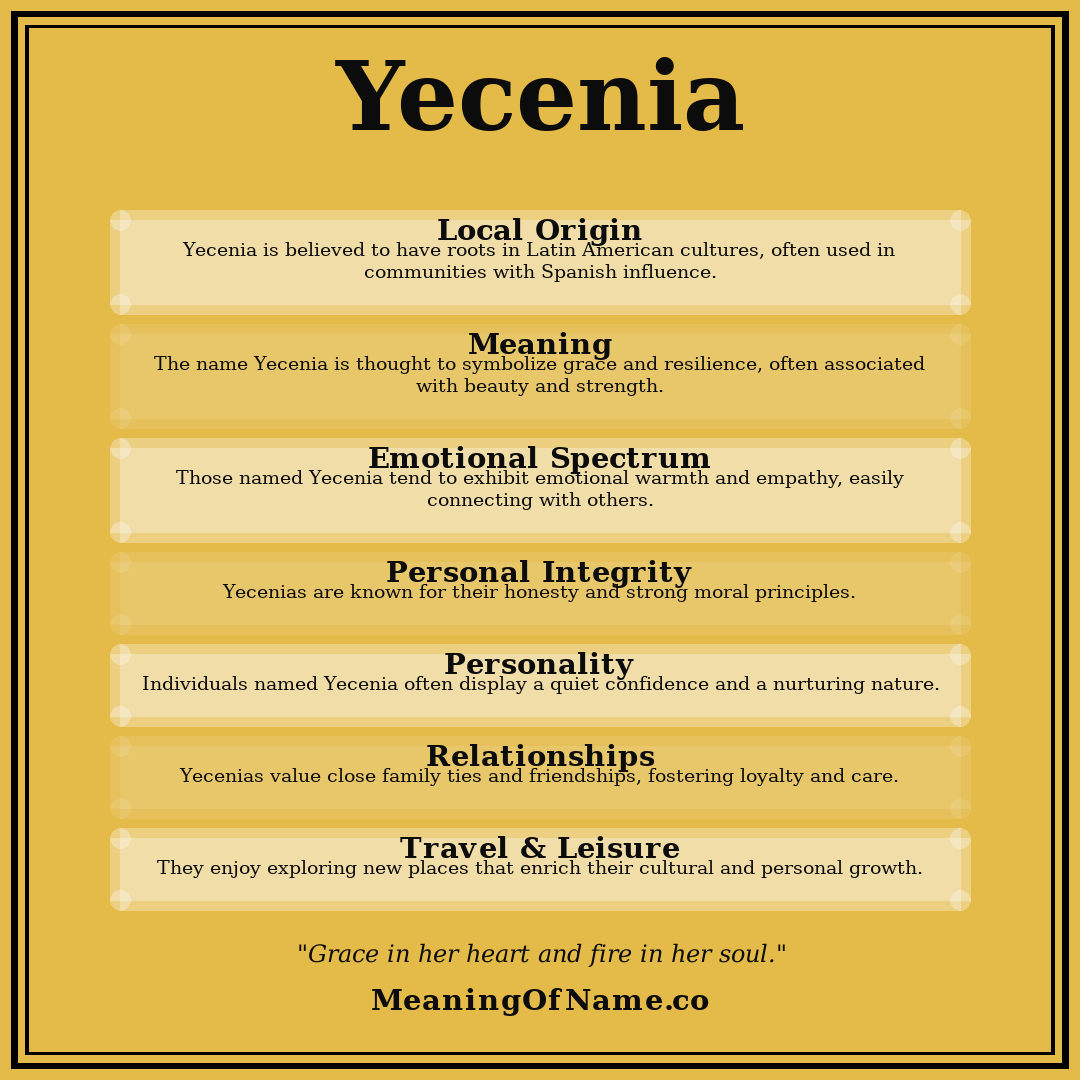 Yecenia name meaning poster