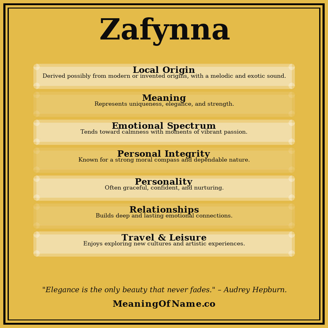 Zafynna name meaning poster