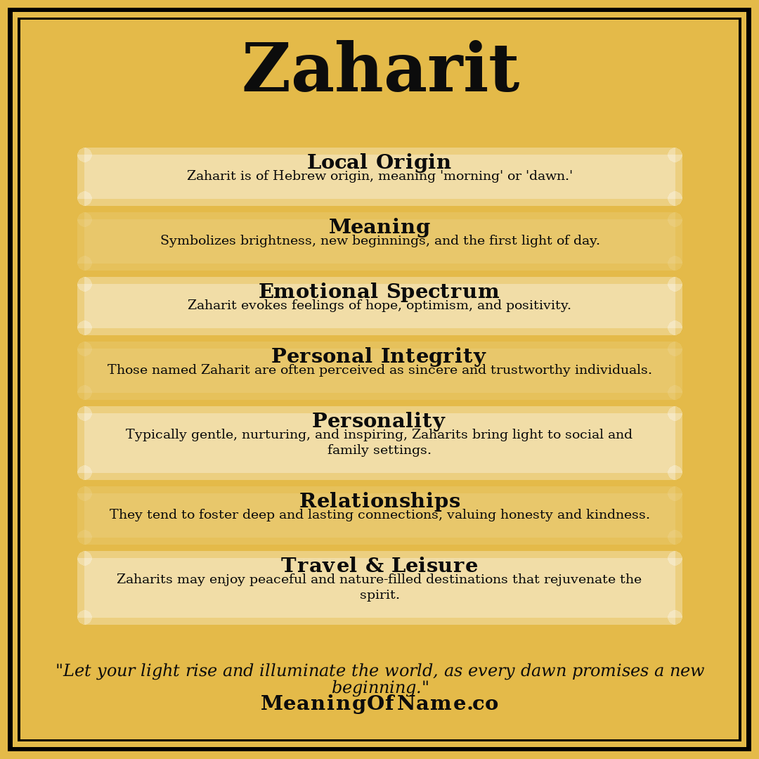 Zaharit name meaning poster