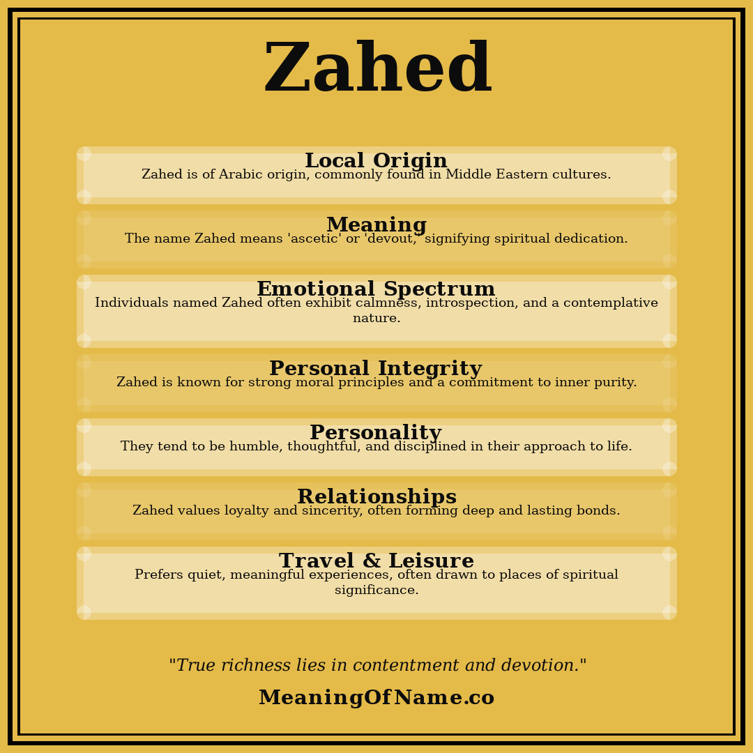 Zahed name meaning poster
