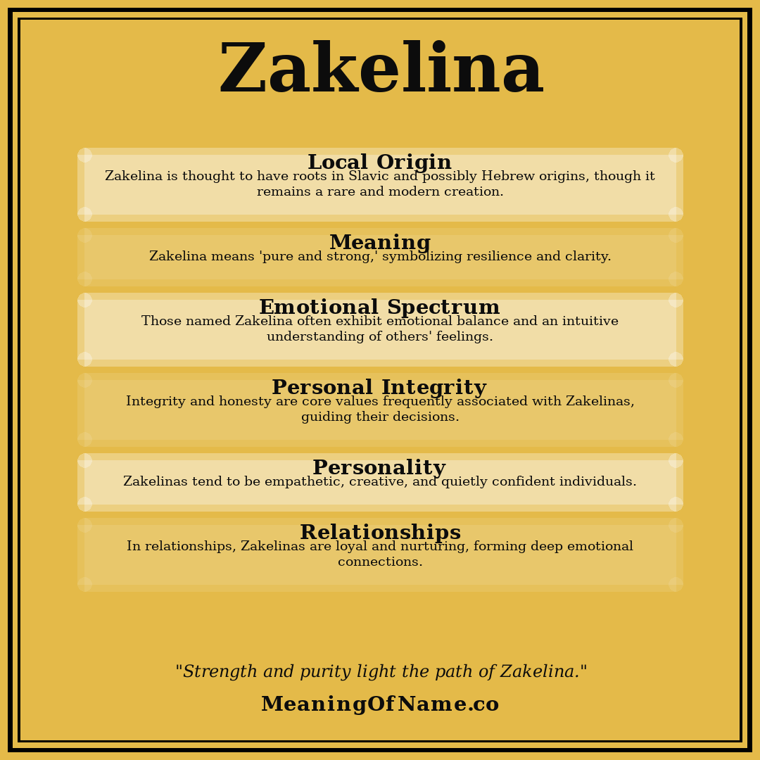 Zakelina name meaning poster