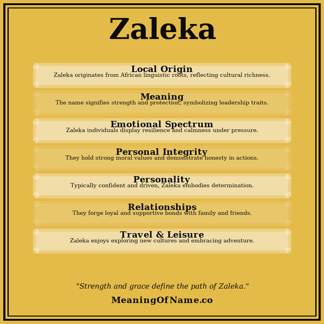 Zaleka name meaning poster