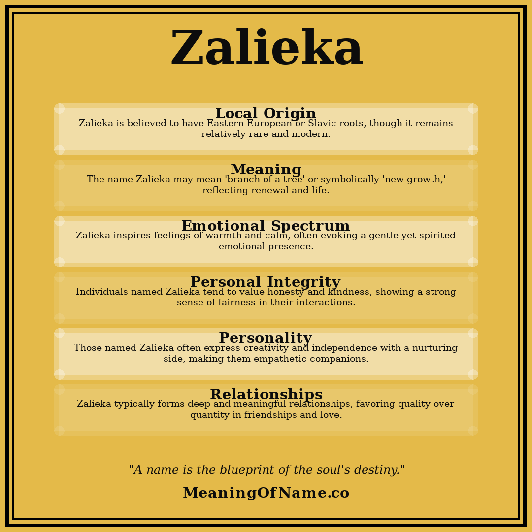 Zalieka name meaning poster