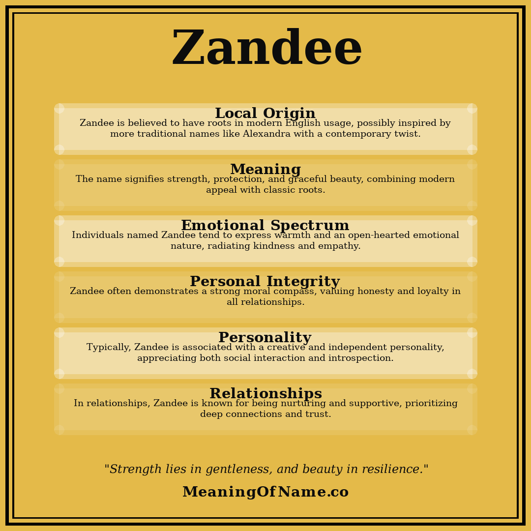 Zandee name meaning poster