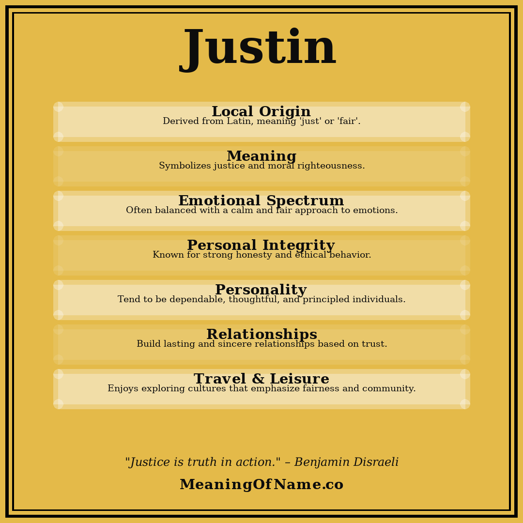 Justin name meaning poster