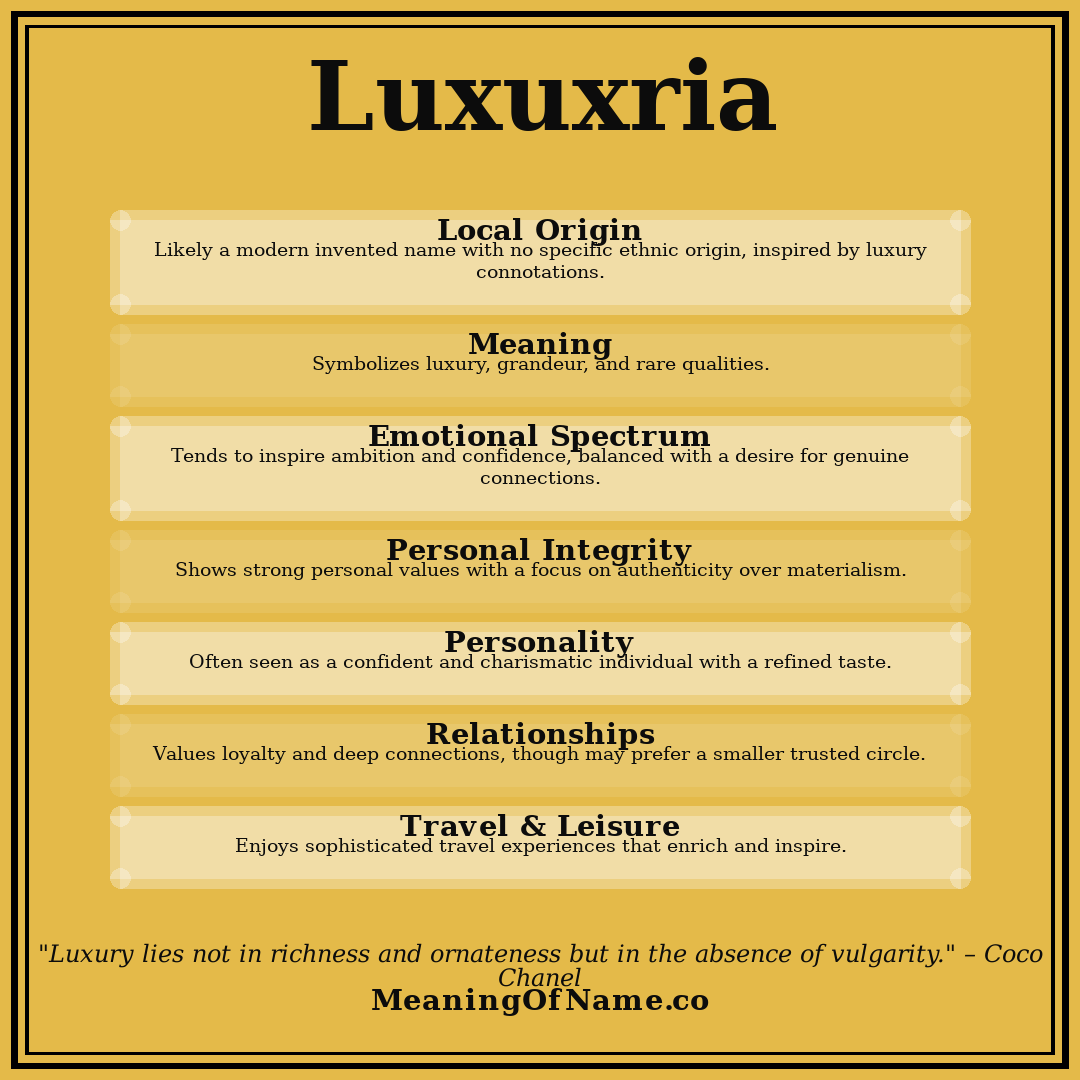Luxuxria name meaning poster